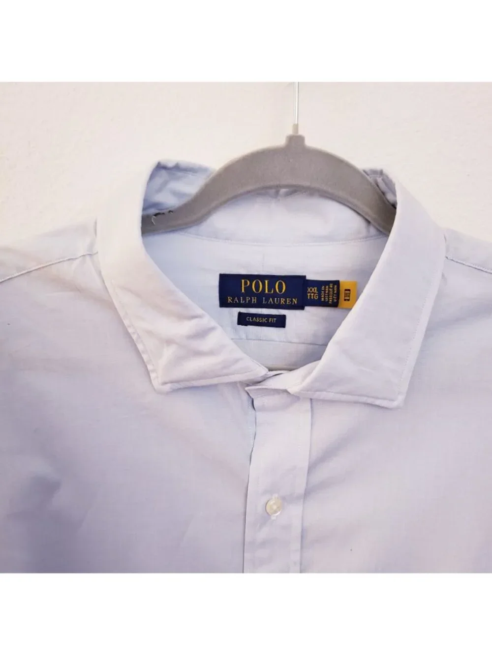 Polo Ralph Lauren Classic Fit 100% Cotton Lt Blue Shirt w/Metal Collar Stays XXL
